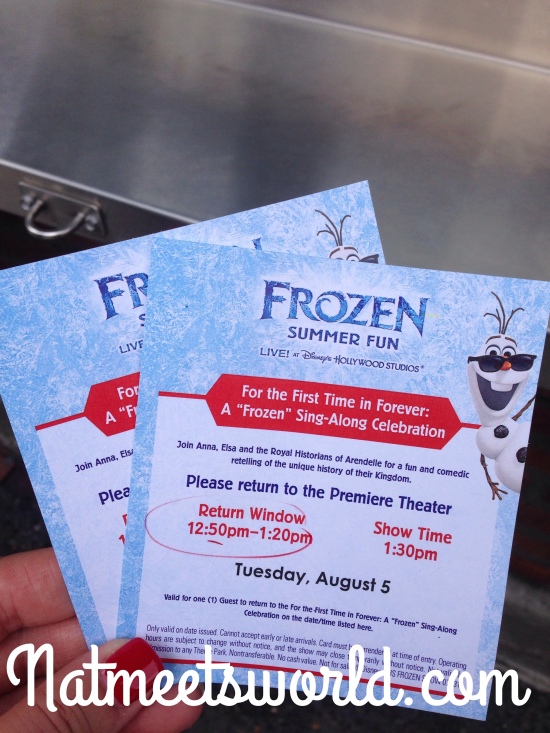 Tickets to the Frozen Sing-Along show.